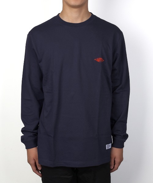 CAMPFREE（キャンプフリー）の「[キャンプフリー] CAMPFREE 5.6オンス コットン100% ワンポイント刺繍 クルーネック 長袖Tシャツ（Tシャツ/カットソー・メンズ・スミクロ/ライトオリーブ/サンドベージュ/グレー/ネイビー・S/M/L/XXL/XS/XL）」の8枚目の写真