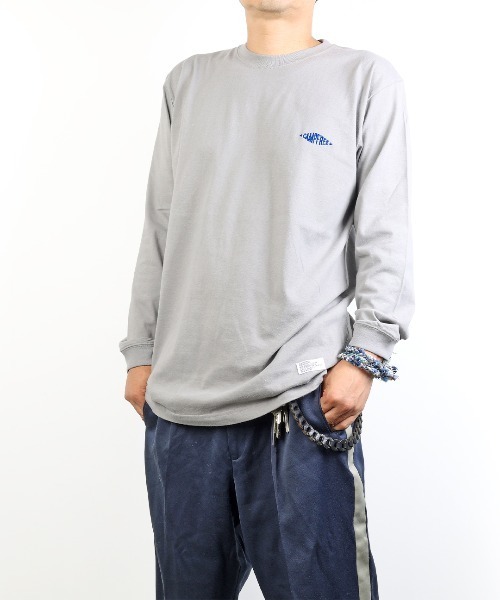 CAMPFREE（キャンプフリー）の「[キャンプフリー] CAMPFREE 5.6オンス コットン100% ワンポイント刺繍 クルーネック 長袖Tシャツ（Tシャツ/カットソー・メンズ・スミクロ/ライトオリーブ/サンドベージュ/グレー/ネイビー・S/M/L/XXL/XS/XL）」の14枚目の写真
