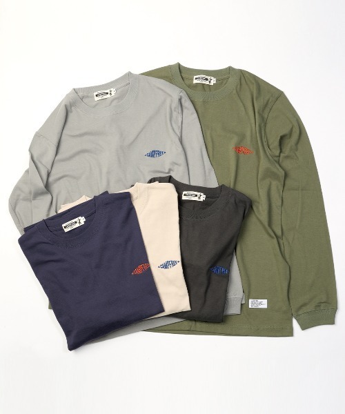 CAMPFREE（キャンプフリー）の「[キャンプフリー] CAMPFREE 5.6オンス コットン100% ワンポイント刺繍 クルーネック 長袖Tシャツ（Tシャツ/カットソー・メンズ・スミクロ/ライトオリーブ/サンドベージュ/グレー/ネイビー・S/M/L/XXL/XS/XL）」の21枚目の写真