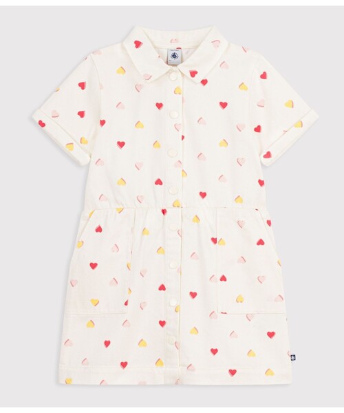 ハートプリント半袖ワンピース（ワンピース）｜PETIT BATEAU