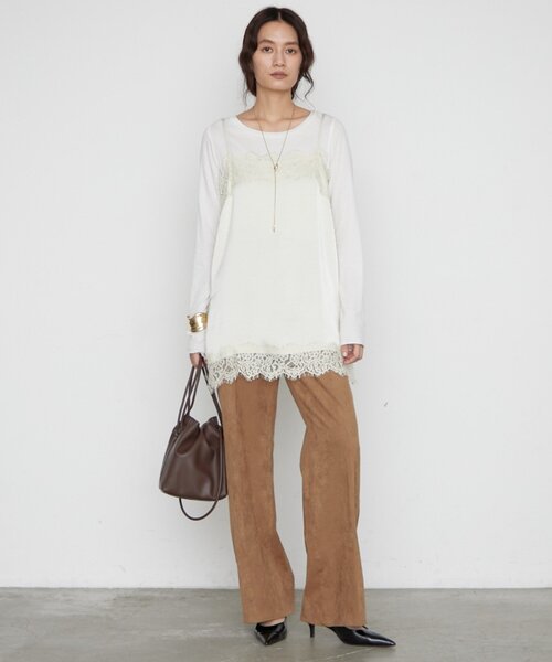 LOUNGEDRESS(ラウンジドレス)の「キュプラコットンカットソー 秋服(Tシャツ/カットソー・レディース・ブラック/オフホワイト/モカ・FREE)」の4枚目の写真
