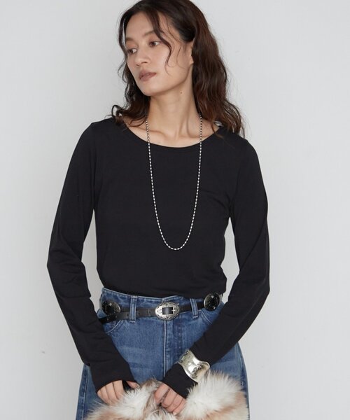 LOUNGEDRESS(ラウンジドレス)の「キュプラコットンカットソー 秋服(Tシャツ/カットソー・レディース・ブラック/オフホワイト/モカ・FREE)」の8枚目の写真