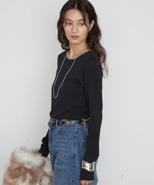 LOUNGEDRESS(ラウンジドレス)の「キュプラコットンカットソー 秋服(Tシャツ/カットソー・レディース・ブラック/オフホワイト/モカ・FREE)」の9枚目の写真