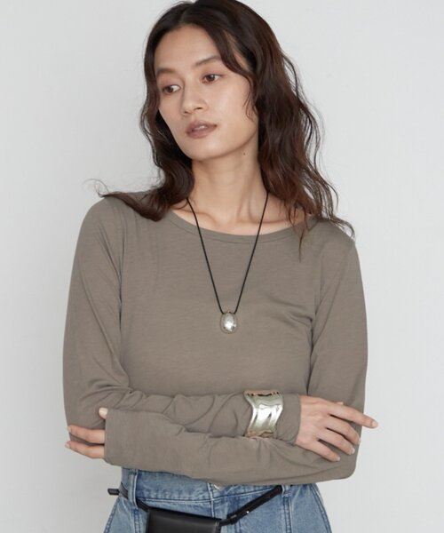 LOUNGEDRESS(ラウンジドレス)の「キュプラコットンカットソー 秋服(Tシャツ/カットソー・レディース・ブラック/オフホワイト/モカ・FREE)」の12枚目の写真