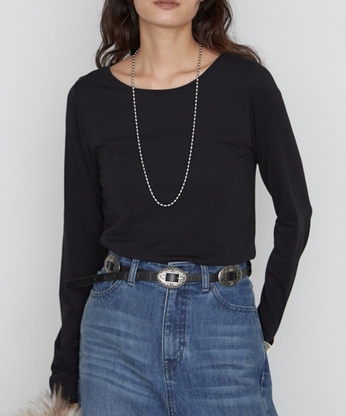 LOUNGEDRESS(ラウンジドレス)の「キュプラコットンカットソー 秋服(Tシャツ/カットソー・レディース・ブラック/オフホワイト/モカ・FREE)」の2枚目の写真