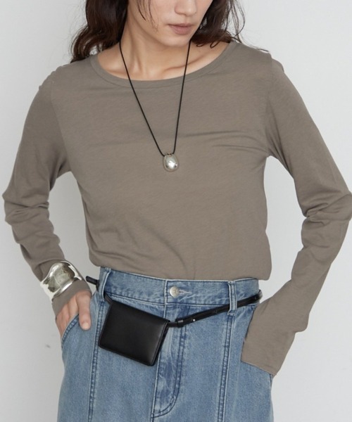 LOUNGEDRESS(ラウンジドレス)の「キュプラコットンカットソー 秋服(Tシャツ/カットソー・レディース・ブラック/オフホワイト/モカ・FREE)」の3枚目の写真