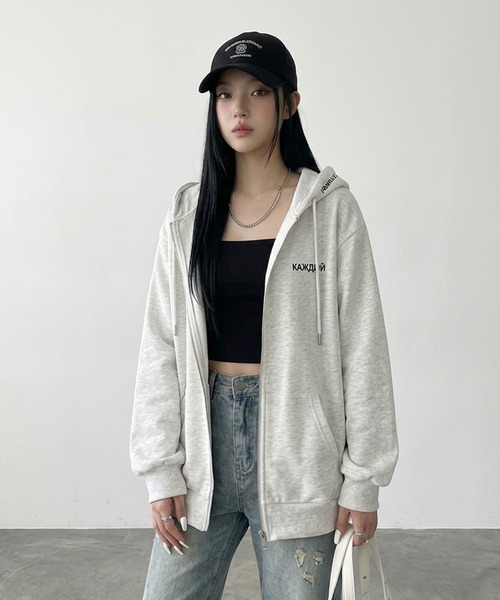 non-hedge（ノンヘッジ）の「フードロゴ刺繍ジップパーカー（パーカー・レディース・オートミール/レッド/グレー/ブラウン/ネイビー/ブラック・FREE）」の19枚目の写真