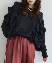 ビッグフリルロングスリーブスウェットプルオーバー / Long-Sleeve Sweatshirt Pullover with Large Ruffles