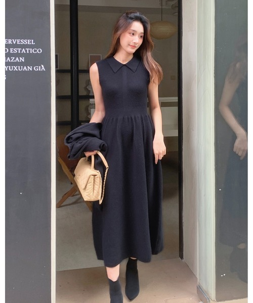 BIRTHDAY BASH(バースデイバッシュ)の「2WAY CROSS KNIT DRESS(2WAYクロスニットドレス)(ワンピース・レディース・ブラック・FREE)」の6枚目の写真