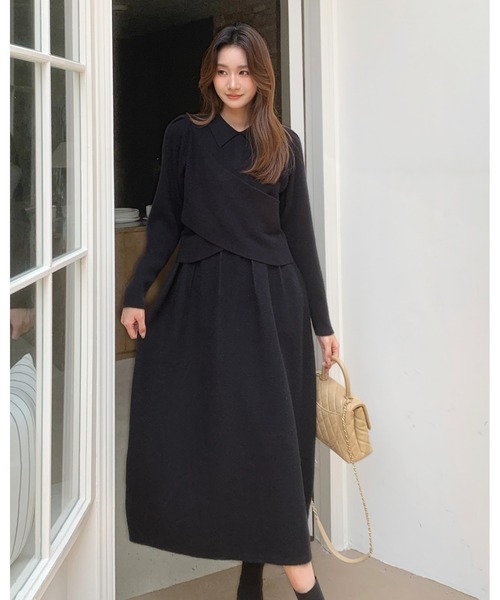 BIRTHDAY BASH(バースデイバッシュ)の「2WAY CROSS KNIT DRESS(2WAYクロスニットドレス)(ワンピース・レディース・ブラック・FREE)」の8枚目の写真