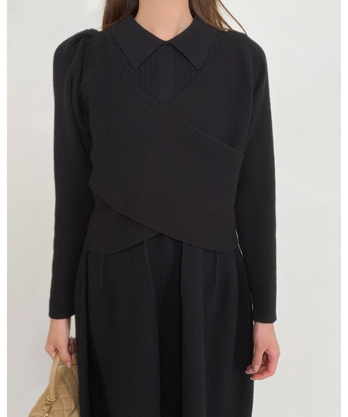 BIRTHDAY BASH(バースデイバッシュ)の「2WAY CROSS KNIT DRESS(2WAYクロスニットドレス)(ワンピース・レディース・ブラック・FREE)」の17枚目の写真