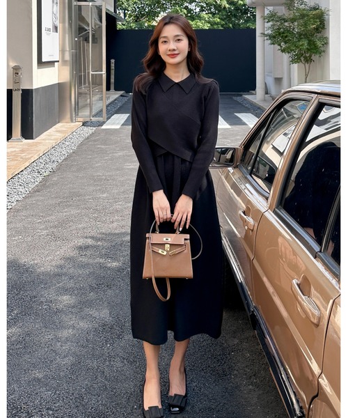 BIRTHDAY BASH(バースデイバッシュ)の「2WAY CROSS KNIT DRESS(2WAYクロスニットドレス)(ワンピース・レディース・ブラック・FREE)」の2枚目の写真