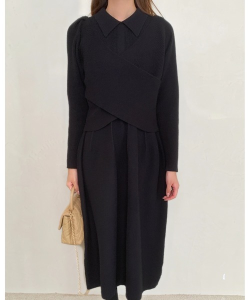 BIRTHDAY BASH(バースデイバッシュ)の「2WAY CROSS KNIT DRESS(2WAYクロスニットドレス)(ワンピース・レディース・ブラック・FREE)」の18枚目の写真