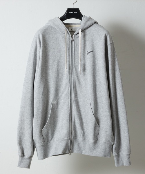 NUMBER (N)INE(ナンバーナイン)の「FIRM COTTON LIGHT SHORT PILE FULL ZIP SWEAT HOODIE / ファーム コットン ライト ミニ裏毛 ワンポイント ロゴプリント ジップアップ スウェット パーカー(パーカー・メンズ・ブラック/トップグレー・M/L/XL)」の2枚目の写真