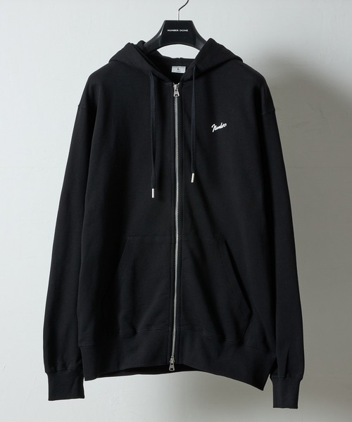 NUMBER (N)INE(ナンバーナイン)の「FIRM COTTON LIGHT SHORT PILE FULL ZIP SWEAT HOODIE / ファーム コットン ライト ミニ裏毛 ワンポイント ロゴプリント ジップアップ スウェット パーカー(パーカー・メンズ・ブラック/トップグレー・M/L/XL)」の3枚目の写真