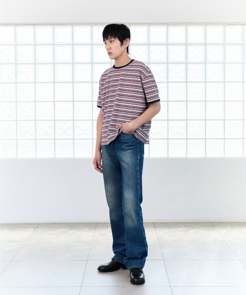PIARI(ピアリ)の「マルチストライプ リンガーTシャツ(レッド)(Tシャツ/カットソー・メンズ・その他・SMALL/MEDIUM/LARGE/X-LARGE)」の2枚目の写真