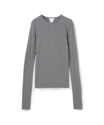 コットンシルクシームレスクルーネックティーシャツ