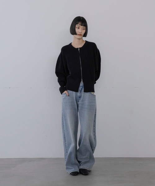 LOWRYS FARM(ローリーズファーム)の「パフZIPカーディガン 1074560(カーディガン/ボレロ・レディース・ブラック/アイボリー/グレー・FREE)」の16枚目の写真