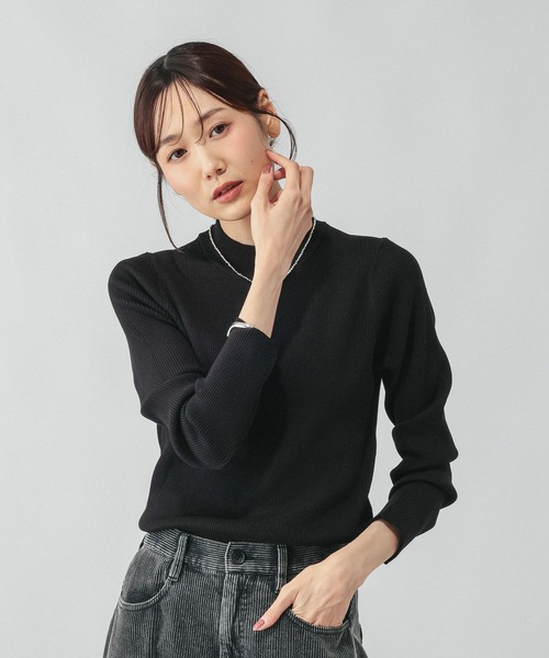 GLOBAL WORK（グローバルワーク）の「アンチピリングなめらかリブハイプルオーバー/759299（ニット/セーター・レディース・ブラック/ホワイト系その他3/ワインレッド/オフホワイト/ブラック系その他/チャコールグレー/ライトブルー・SMALL/MEDIUM/LARGE）」の3枚目の写真