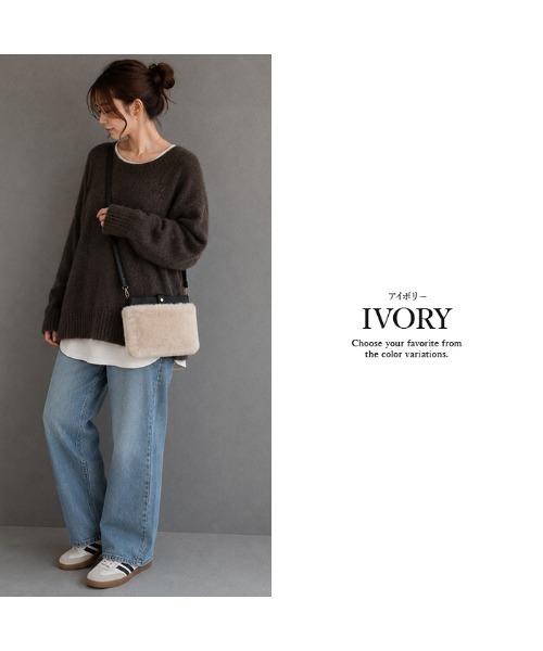 tokohana（トコハナ）の「2WAY フェイクファー ポシェットバッグ ショルダーバッグ 秋 冬（ショルダーバッグ・レディース・ブラウン系その他/グレイッシュベージュ/アイボリー/ブラウン・FREE）」の13枚目の写真