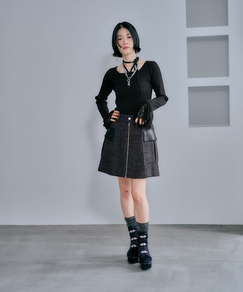 HARE(ハレ)の「ソデレースストリングニットプルオーバー(HARE)(ニット/セーター・レディース・バーガンディー/ブラック/ホワイト・FREE)」の22枚目の写真