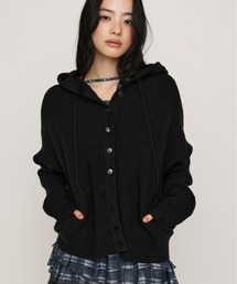KNIT BUTTON HOODIE ニットボタンフーディー 秋服 冬服