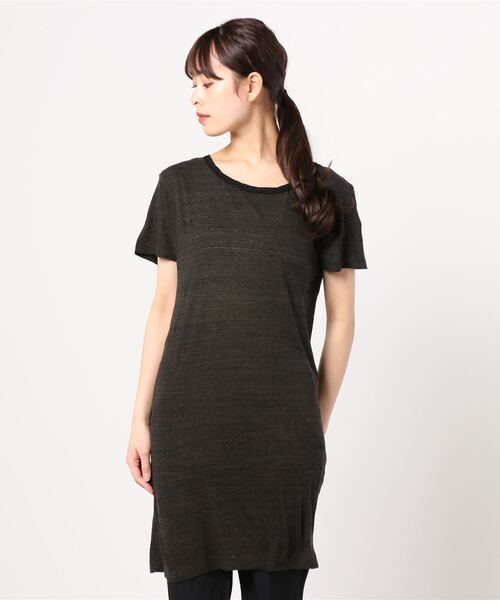 v::room(ヴィルーム)の「【V::ROOM 】ブイ ルーム/ high soft melnge jersey dress s/s(ワンピース・レディース・ネイビー/ブラック・SMALL/XX-SMALL/X-SMALL)」の1枚目の写真