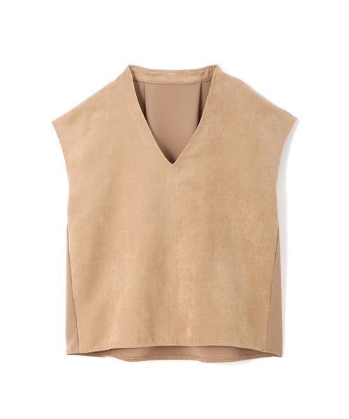 NATURAL BEAUTY BASIC（ナチュラルビューティーベーシック）の「◆【and GIRL 8月号掲載】スエードサテン×ダブルクロス ブラウス（シャツ/ブラウス・レディース・ベージュ/ネイビー・SMALL/MEDIUM）」の3枚目の写真