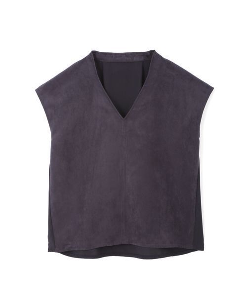 NATURAL BEAUTY BASIC（ナチュラルビューティーベーシック）の「◆【and GIRL 8月号掲載】スエードサテン×ダブルクロス ブラウス（シャツ/ブラウス・レディース・ベージュ/ネイビー・SMALL/MEDIUM）」の4枚目の写真