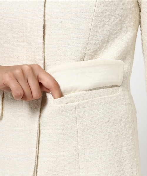 PROPORTION BODY DRESSING(プロポーションボディドレッシング)の「ラメブークレーコート(ステンカラーコート・レディース・ホワイト系その他/ピンク/ネイビー・1/2/3)」の9枚目の写真