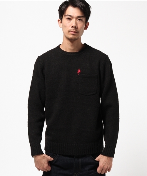 HYSTERIC GLAMOUR（ヒステリックグラマー）の「DEVIL WOMAN刺繍 プルオーバー（ニット/セーター・メンズ・ネイビー/トップグレー/ブラック・SMALL/MEDIUM/LARGE）」の5枚目の写真