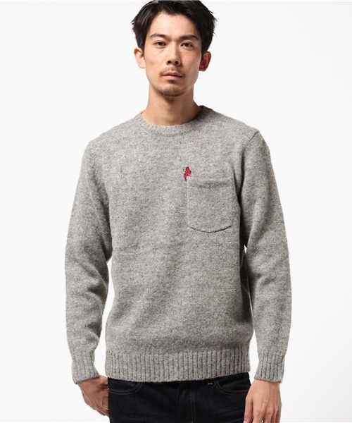 HYSTERIC GLAMOUR（ヒステリックグラマー）の「DEVIL WOMAN刺繍 プルオーバー（ニット/セーター・メンズ・ネイビー/トップグレー/ブラック・SMALL/MEDIUM/LARGE）」の3枚目の写真