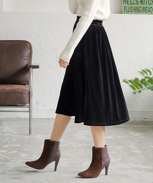 Re:EDIT（リエディ）の「[リエディ]ベロアフレアスカート/ボトムス