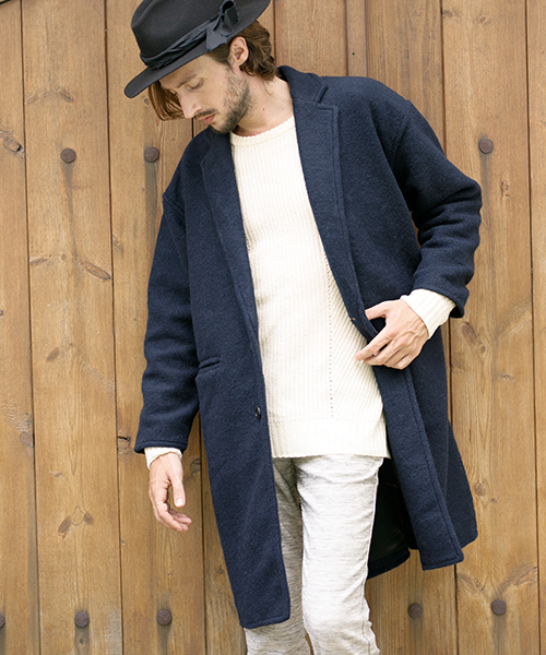 CAMBIO(カンビオ)の「mj4910-Sliver Knit Wide Chester Field Coat コート(チェスターコート・メンズ・チャコール/ネイビー/ブラック・L/S/M)」の5枚目の写真