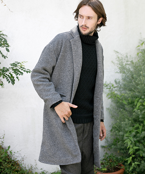CAMBIO(カンビオ)の「mj4910-Sliver Knit Wide Chester Field Coat コート(チェスターコート・メンズ・チャコール/ネイビー/ブラック・L/S/M)」の7枚目の写真