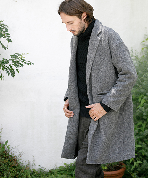 CAMBIO(カンビオ)の「mj4910-Sliver Knit Wide Chester Field Coat コート(チェスターコート・メンズ・チャコール/ネイビー/ブラック・L/S/M)」の22枚目の写真