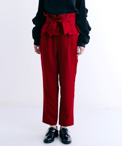 merlot plus（メルロープリュス）の「サッシュベルト付きテーパードパンツ1024（その他パンツ・レディース・ブラック/レッド/イエロー・FREE）」の3枚目の写真