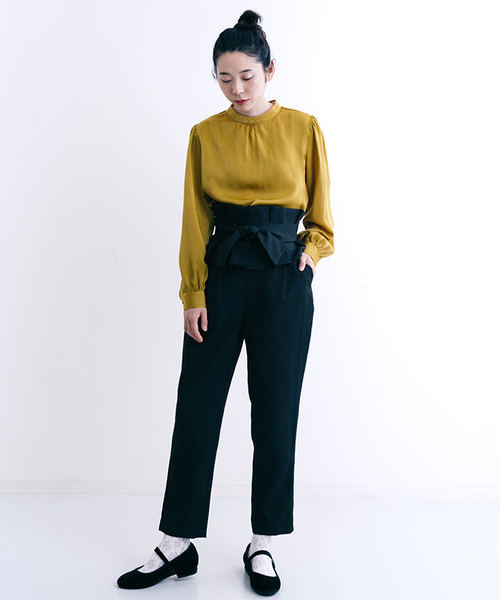 merlot plus（メルロープリュス）の「サッシュベルト付きテーパードパンツ1024（その他パンツ・レディース・ブラック/レッド/イエロー・FREE）」の9枚目の写真