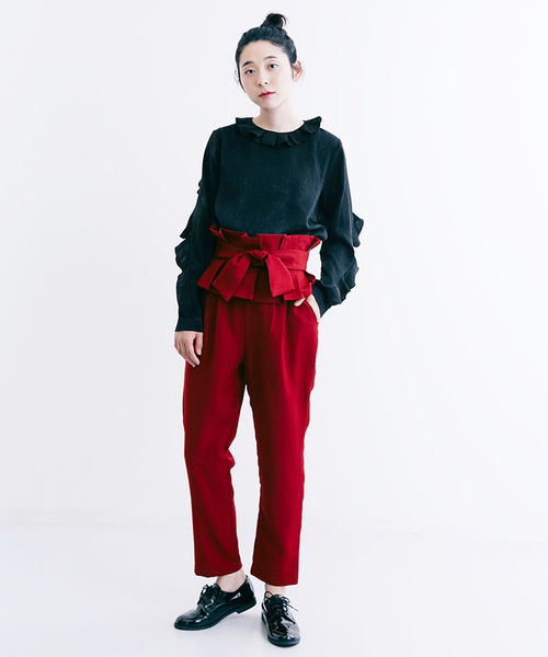 merlot plus（メルロープリュス）の「サッシュベルト付きテーパードパンツ1024（その他パンツ・レディース・ブラック/レッド/イエロー・FREE）」の19枚目の写真