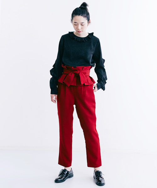 merlot plus（メルロープリュス）の「サッシュベルト付きテーパードパンツ1024（その他パンツ・レディース・ブラック/レッド/イエロー・FREE）」の20枚目の写真