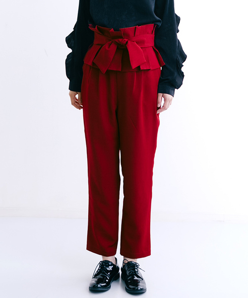 merlot plus（メルロープリュス）の「サッシュベルト付きテーパードパンツ1024（その他パンツ・レディース・ブラック/レッド/イエロー・FREE）」の21枚目の写真