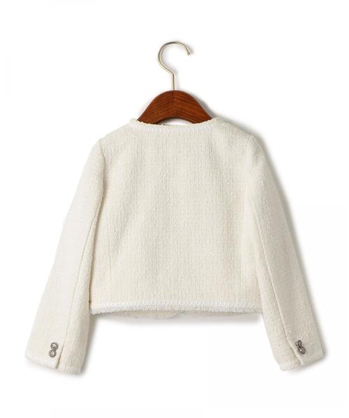 green label relaxing（グリーンレーベルリラクシング）の「ラメツイードノーカラージャケット ◆（スーツジャケット・キッズ・ホワイト/ネイビー・125/115/135）」の15枚目の写真