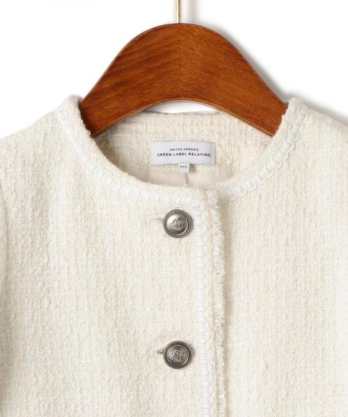 green label relaxing（グリーンレーベルリラクシング）の「ラメツイードノーカラージャケット ◆（スーツジャケット・キッズ・ホワイト/ネイビー・125/115/135）」の16枚目の写真