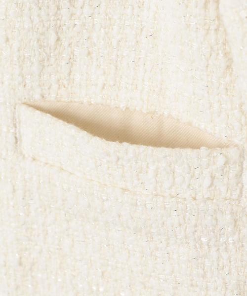 green label relaxing（グリーンレーベルリラクシング）の「ラメツイードノーカラージャケット ◆（スーツジャケット・キッズ・ホワイト/ネイビー・125/115/135）」の12枚目の写真