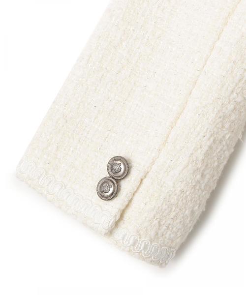 green label relaxing（グリーンレーベルリラクシング）の「ラメツイードノーカラージャケット ◆（スーツジャケット・キッズ・ホワイト/ネイビー・125/115/135）」の13枚目の写真