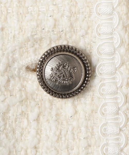 green label relaxing（グリーンレーベルリラクシング）の「ラメツイードノーカラージャケット ◆（スーツジャケット・キッズ・ホワイト/ネイビー・125/115/135）」の14枚目の写真