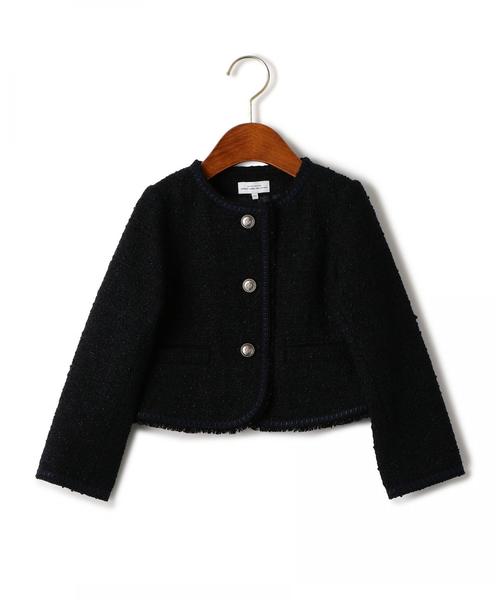 green label relaxing（グリーンレーベルリラクシング）の「ラメツイードノーカラージャケット ◆（スーツジャケット・キッズ・ホワイト/ネイビー・125/115/135）」の5枚目の写真