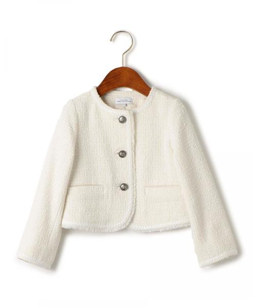 green label relaxing（グリーンレーベルリラクシング）の「ラメツイードノーカラージャケット ◆（スーツジャケット・キッズ・ホワイト/ネイビー・125/115/135）」の6枚目の写真