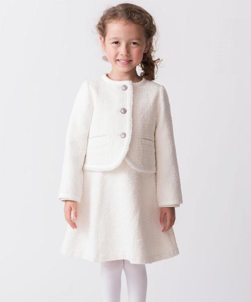 green label relaxing（グリーンレーベルリラクシング）の「ラメツイードノーカラージャケット ◆（スーツジャケット・キッズ・ホワイト/ネイビー・125/115/135）」の21枚目の写真