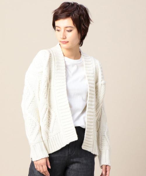 BEAUTY&YOUTH UNITED ARROWS（ビューティーアンドユースユナイテッドアローズ）の「BY ウールローゲージケーブルカーディガン（カーディガン/ボレロ・レディース・オフホワイト/ライトグレー・FREE）」の14枚目の写真